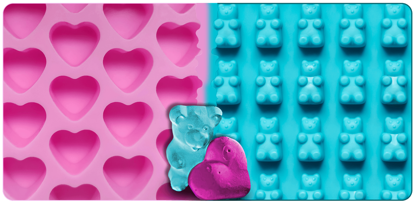 Des moules en silicone pour faire des cœurs ou des petits oursons.  
