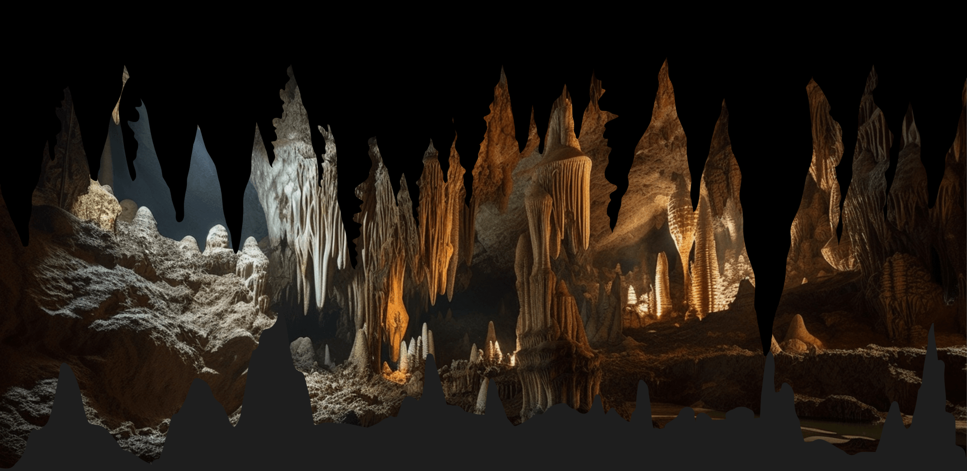 L’intérieur d’une caverne, et le titre de l’article : « L’exploration de cavernes un loisir fascinant ». 