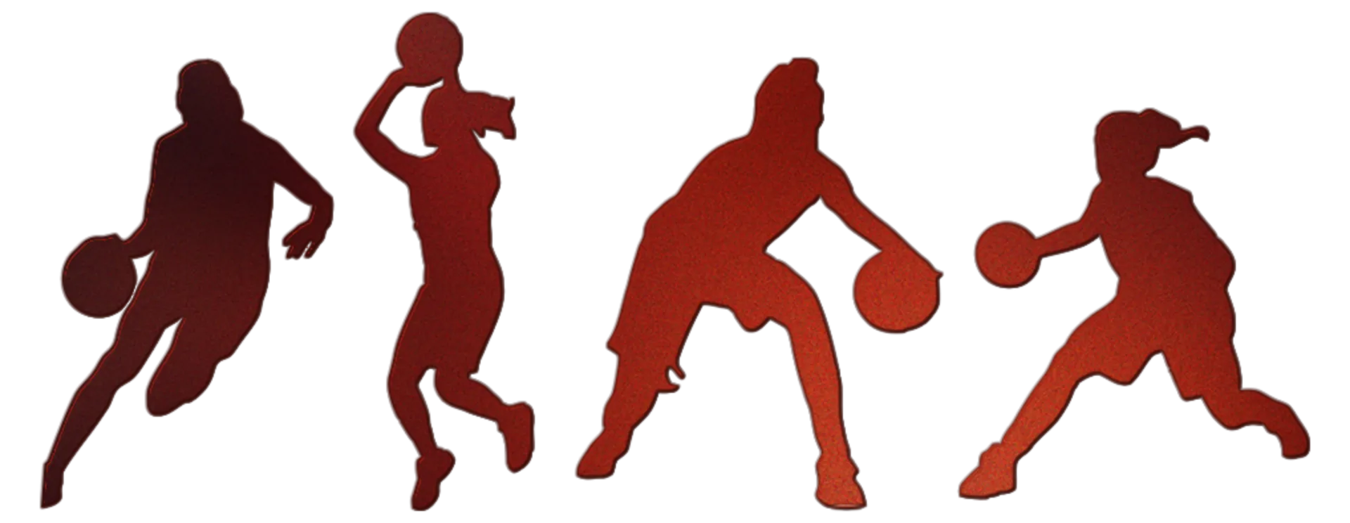 Quatre silhouettes de joueurs de basketball.  