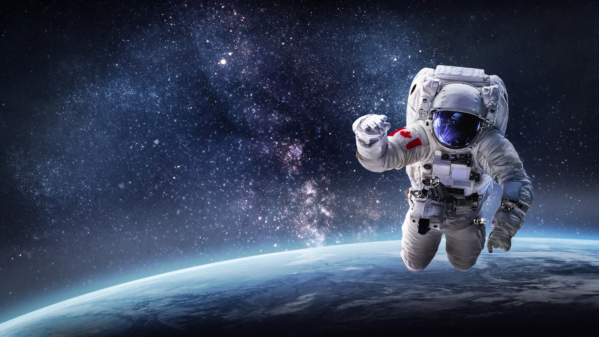 Illustration d'un astronaute flottant en apesanteur au-dessus de la Terre.