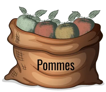 Un sac de pommes vertes et rouges.